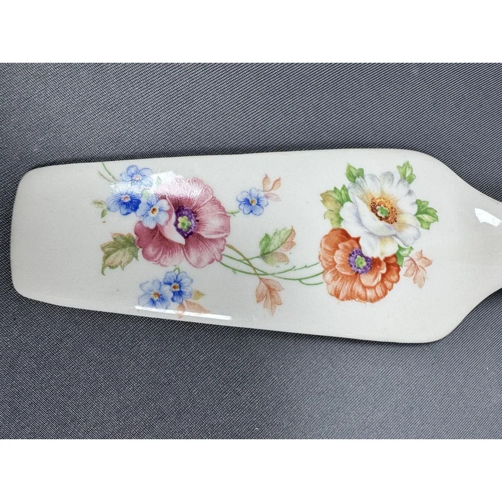 Vintage Porcelain‎ Pie Cake Spatula Server Floral Design